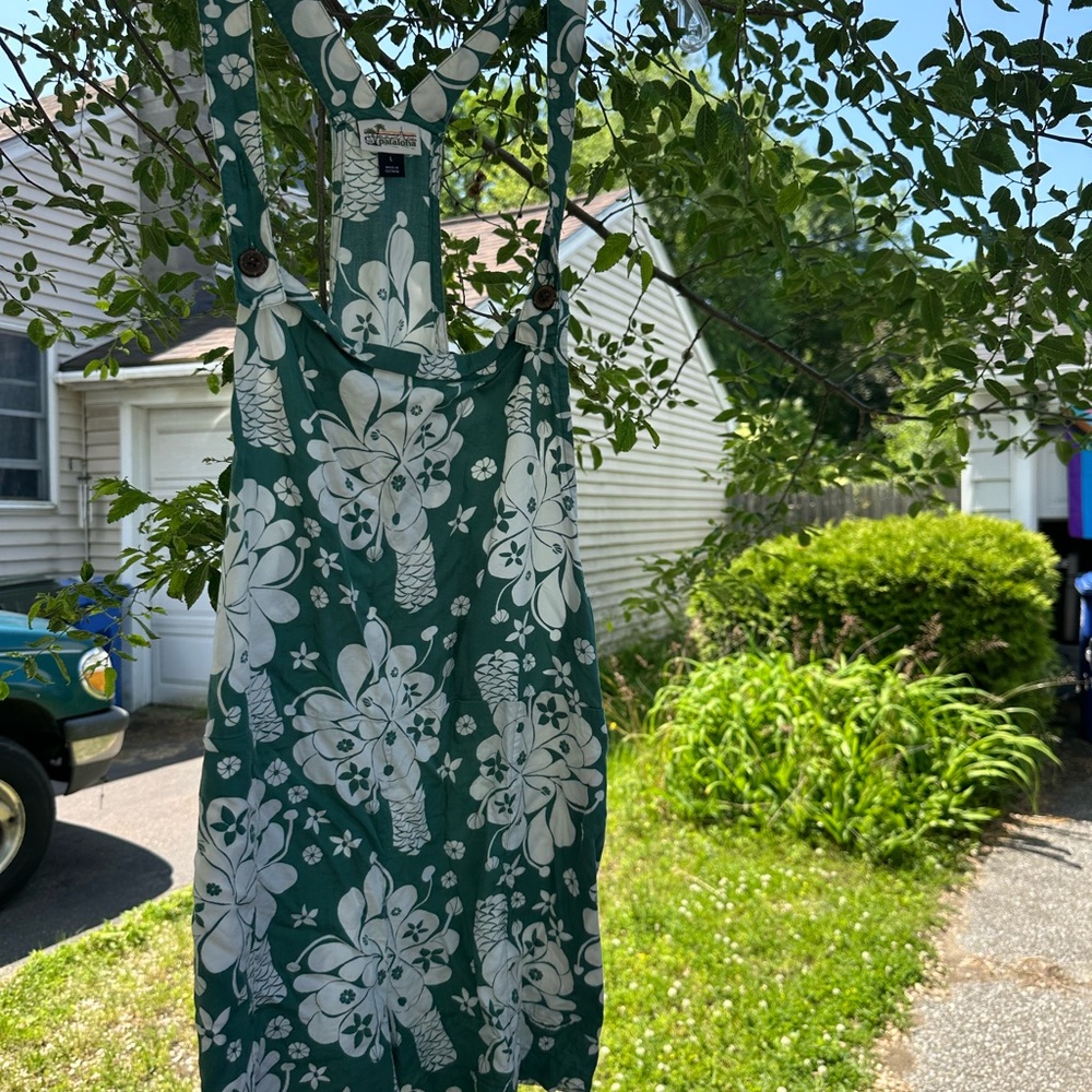 Patagonia Green and White Floral Jumpsuit